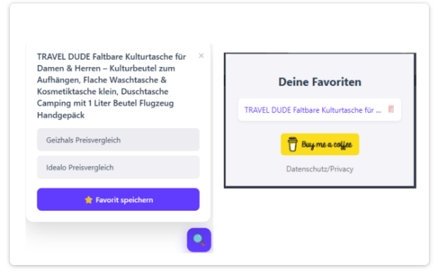Preisvergleich Extension Amazon Ansicht